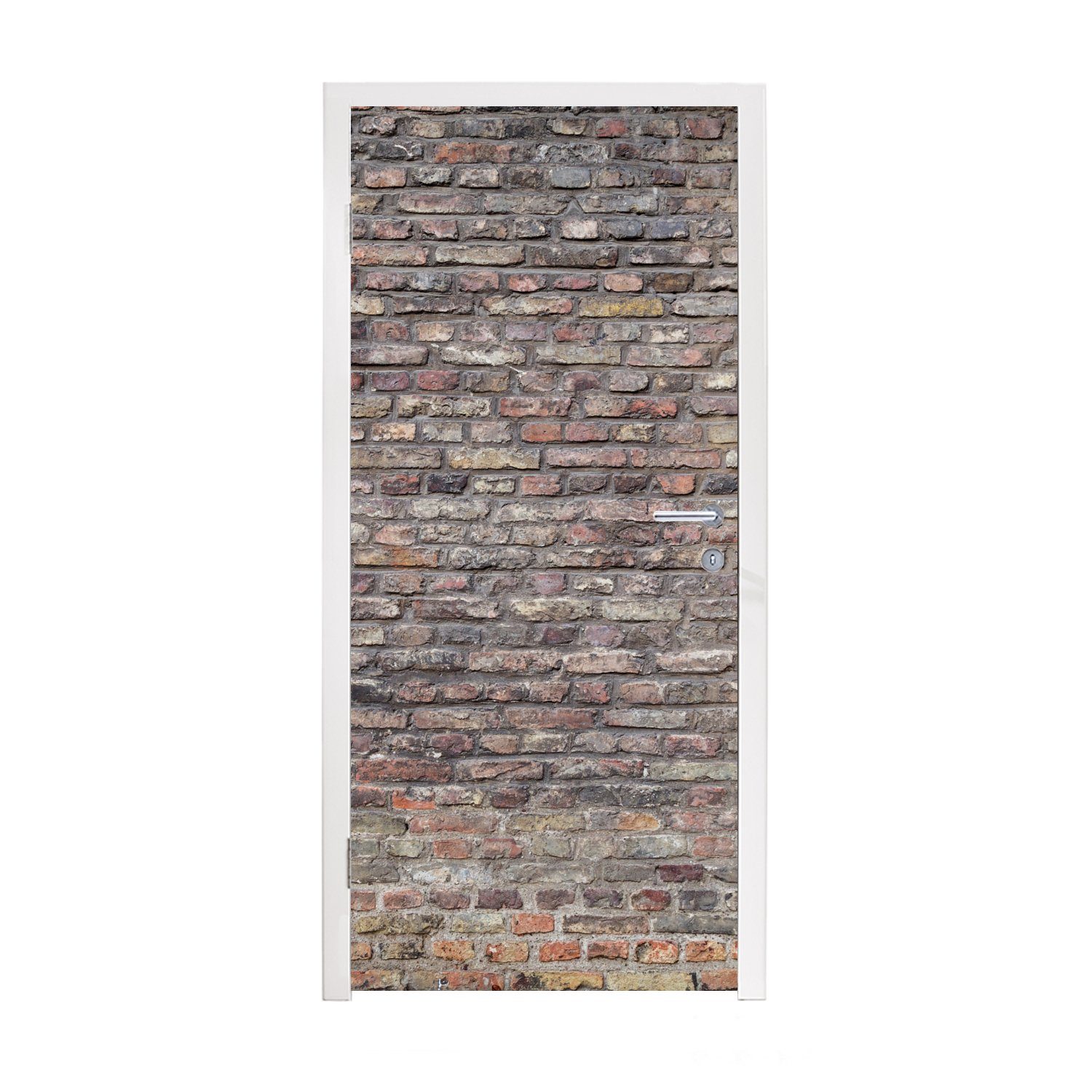 MuchoWow Türtapete Backstein - Grau - Wand, Matt, bedruckt, (1 St), Fototapete für Tür, Türaufkleber, 75x205 cm