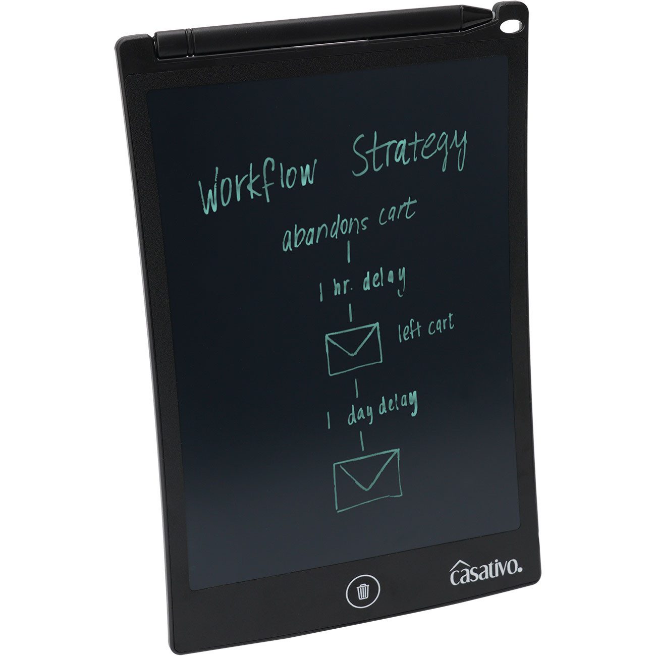 Casativo Zaubertafel LCD Schreibtafel 21,5cm Elektronisches Notiz-&Zeichentablett mit Stift, 8,5" LCD-Display, grün schreibend, inkl. Touch-Stift & CR2016 Batte – Bild 2 von 5