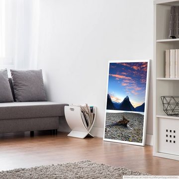 Sinus Art Poster Landschaftsfotografie 60x90cm Poster Sonnenaufgang beim Mitre Peak Neuseeland