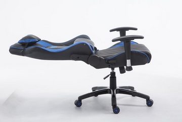 TPFLiving Bürostuhl Shia mit bequemer Rückenlehne - höhenverstellbar und 360° drehbar (Schreibtischstuhl, Drehstuhl, Chefsessel, Bürostuhl XXL), Gestell: Kunststoff schwarz - Sitz: Kunstleder schwarz/blau
