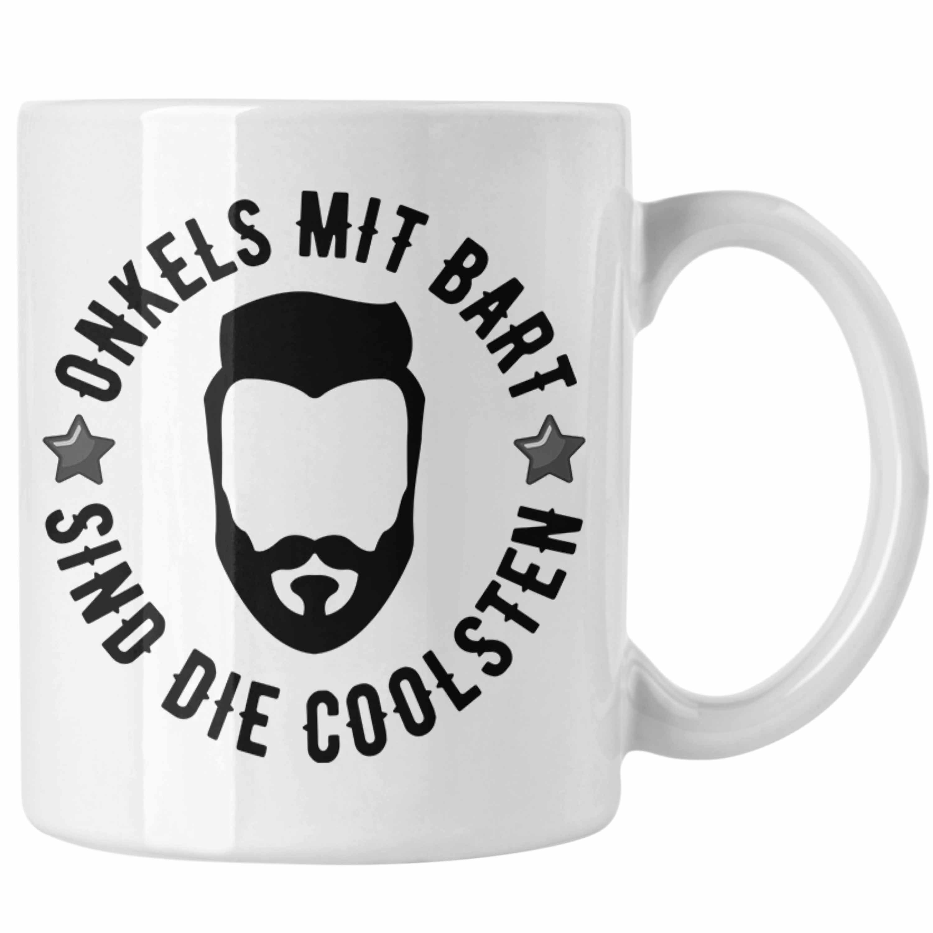 Trendation Tasse Trendation - Onkel mit Bart Tasse Geschenk Kaffeetasse Geschenkidee Weiss