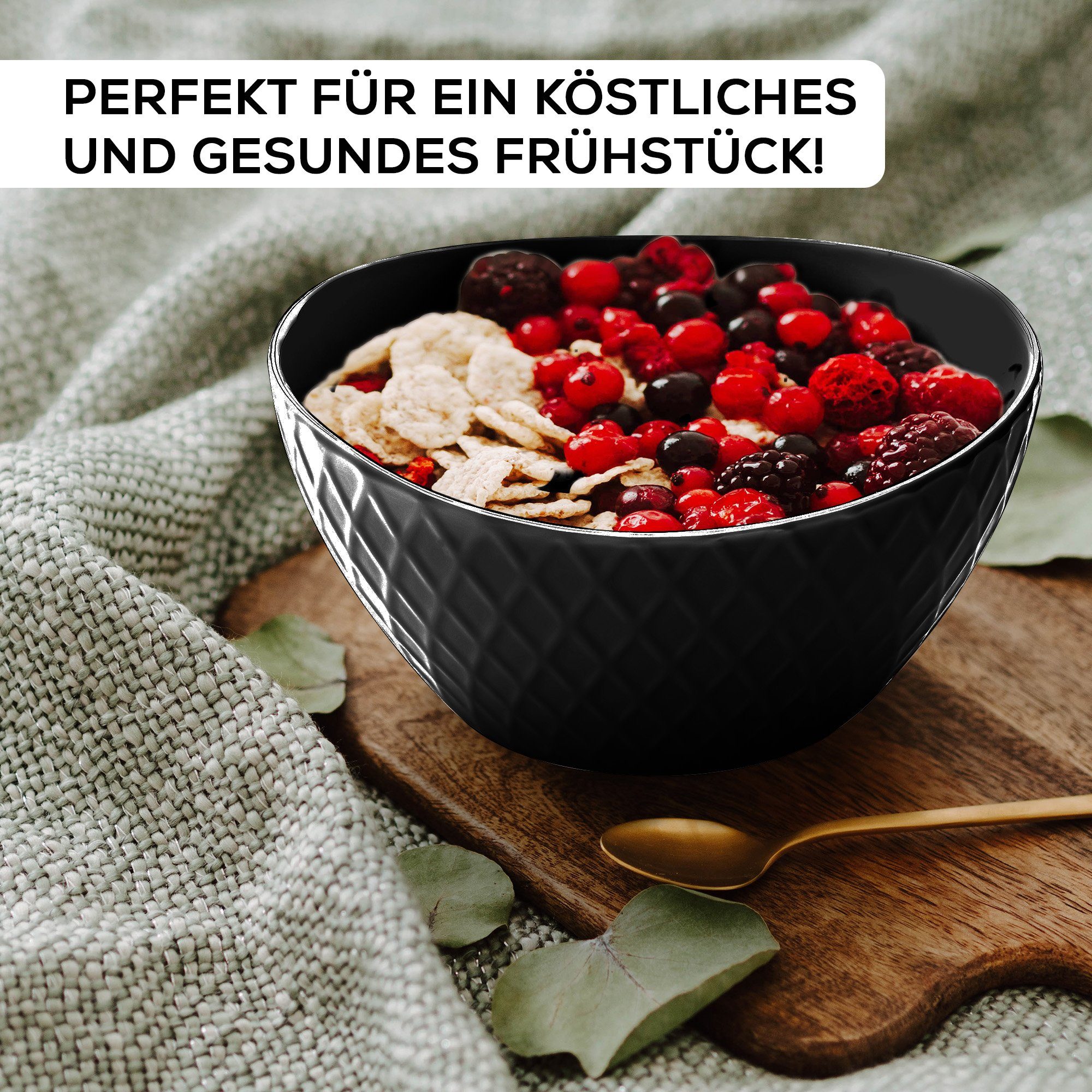 MiaMio Tafelservice Tafelservice 24tlg Geschirrset 6 Personen Kombiservice Keramik Schwarz (24-tlg), 6 Personen, Keramik