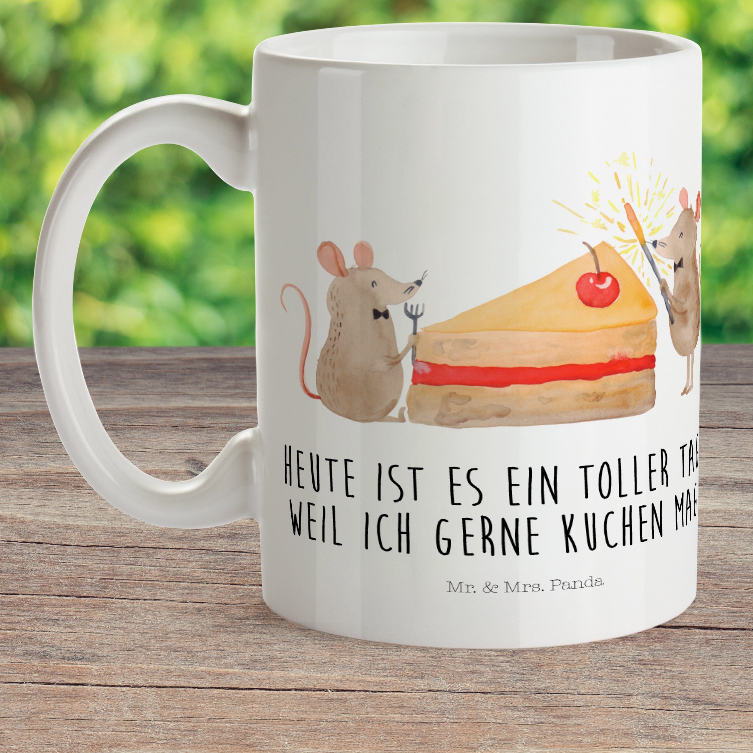 Mr. & Mrs. Geschenk, Kuchen Panda - Mäuse Kindergarten, Kunststoff - Weiß Kuchenliebe, Geburtstag, Kinderbecher