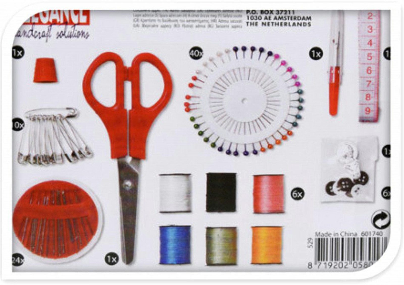 Koopman Nähzubehör Metallbox 87tlg Nähgarn, (Set, 92-St., Packung), Inkl. Metallbox, 6 Garnfarben, div. Teile, Schere, Kleinteile