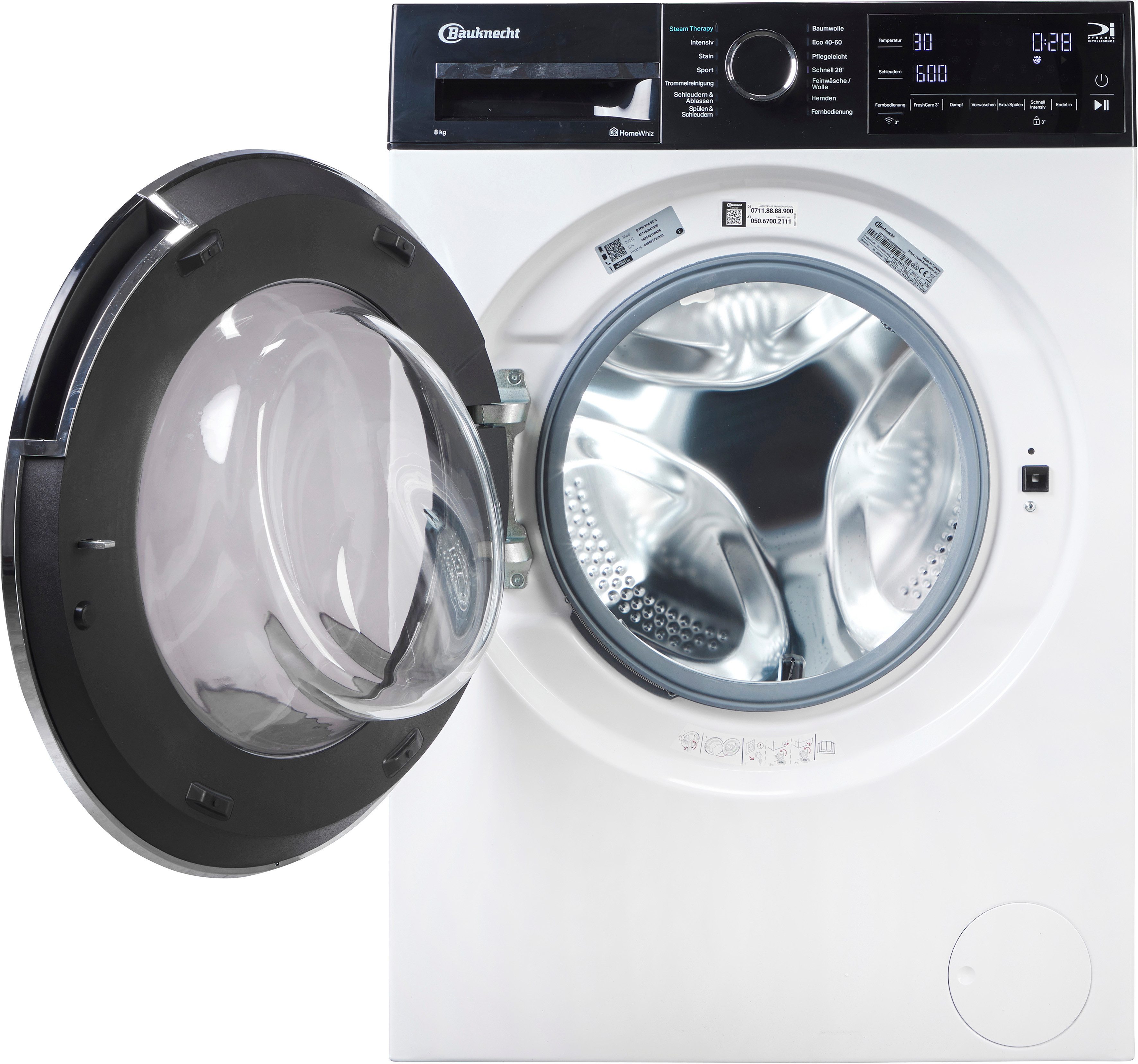 BAUKNECHT Waschmaschine B WM 8A6 BC S, 8 kg, 1400 U/min, Adaptive Wash – Intelligente Anpassung  für perfekte Waschergebnisse