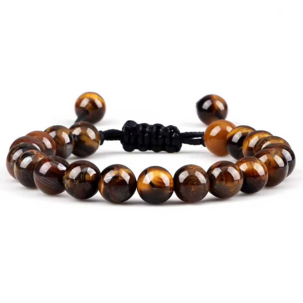 Ware aus aller Welt Armband Tigerauge-Armband 8 mm verstellbar handgefertig Naturstein