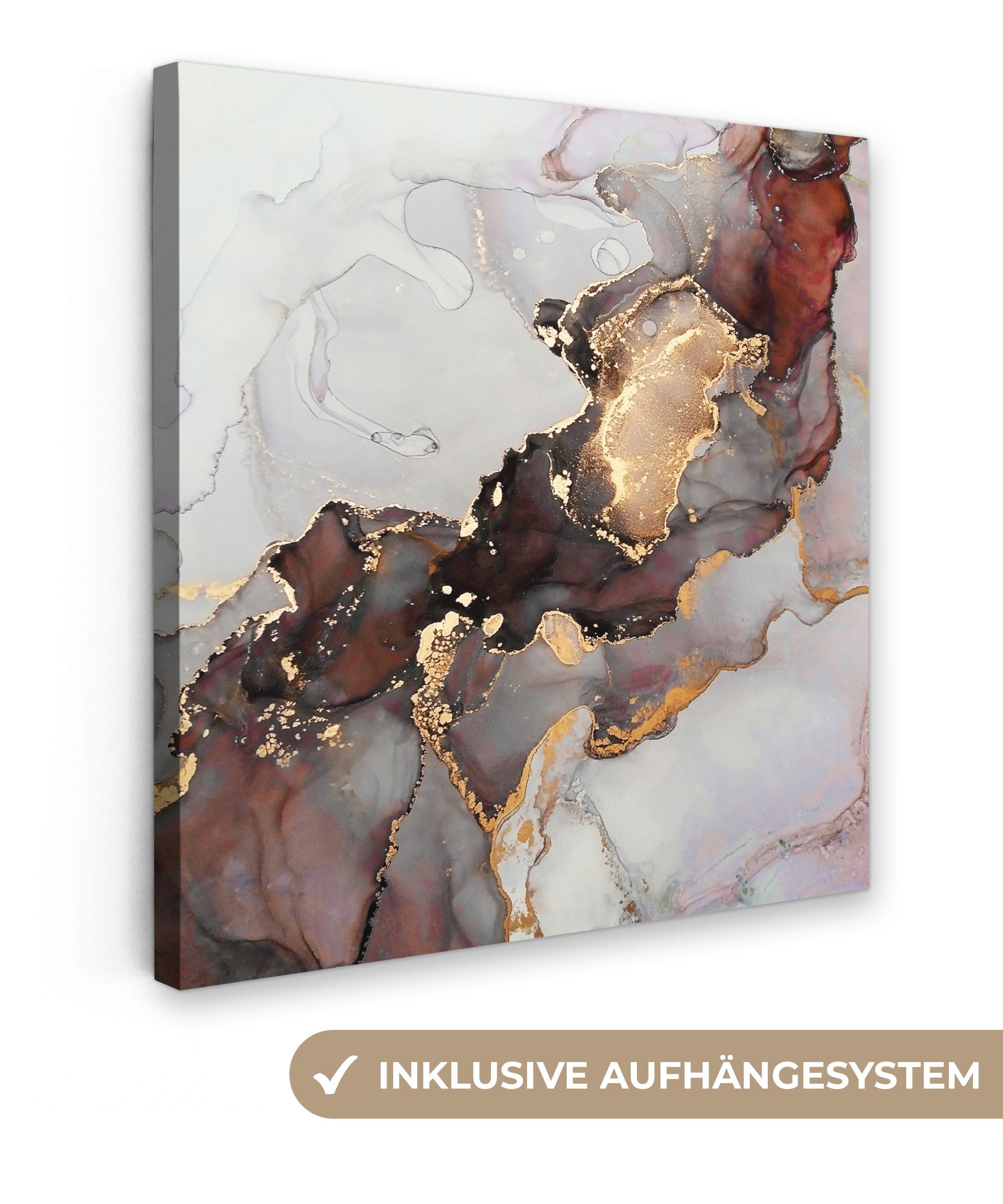 OneMillionCanvasses® Leinwandbild Rot - Marmor - Gold, Fotodruck (1 St), Wa günstig online kaufen