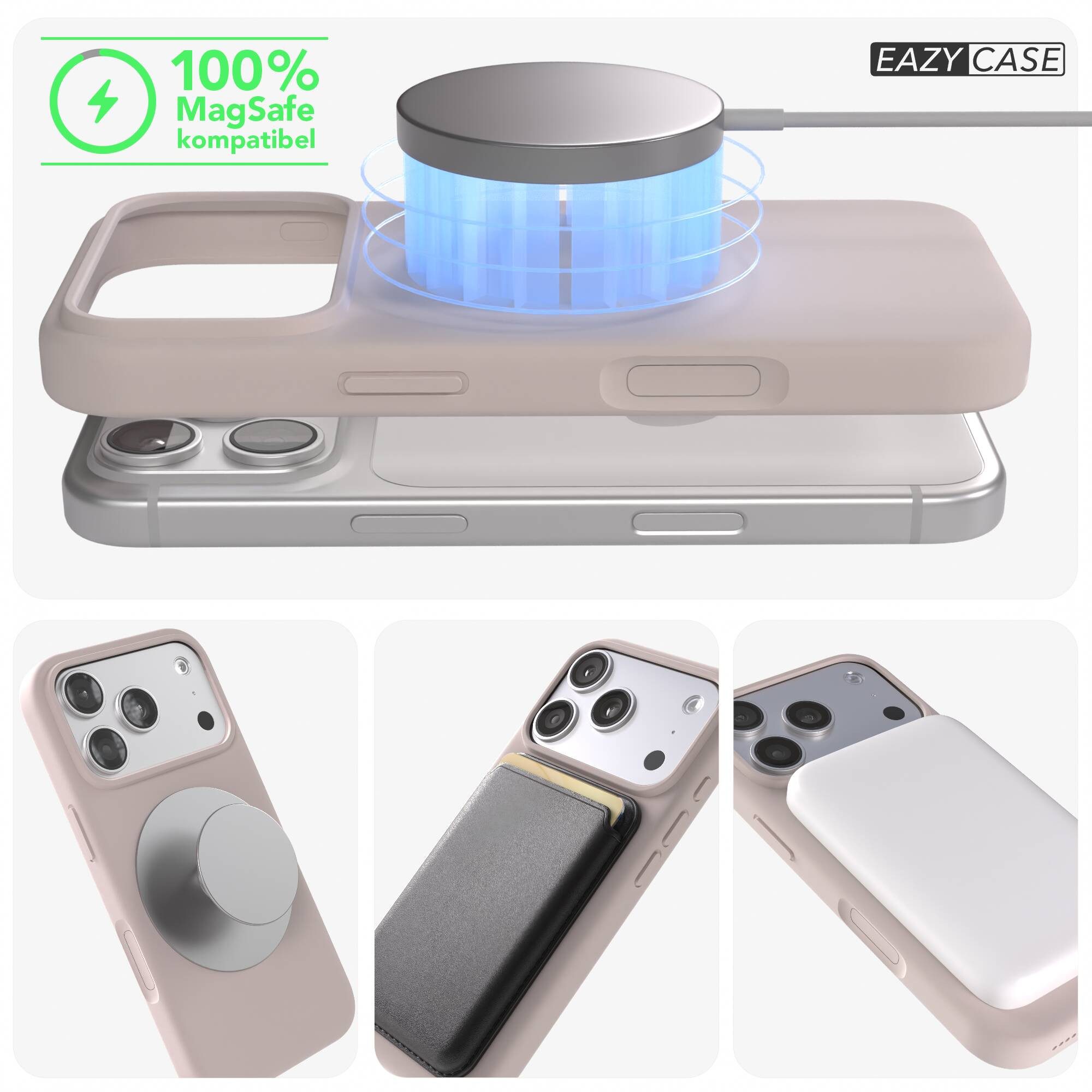 EAZY CASE Handyhülle für Apple iPhone 17 Pro Hülle Silikon 6,3 Zoll, Schutzhülle TPU MagSafe und Kameraschutz stoßfest Handyhülle Rose – Bild 5 von 5