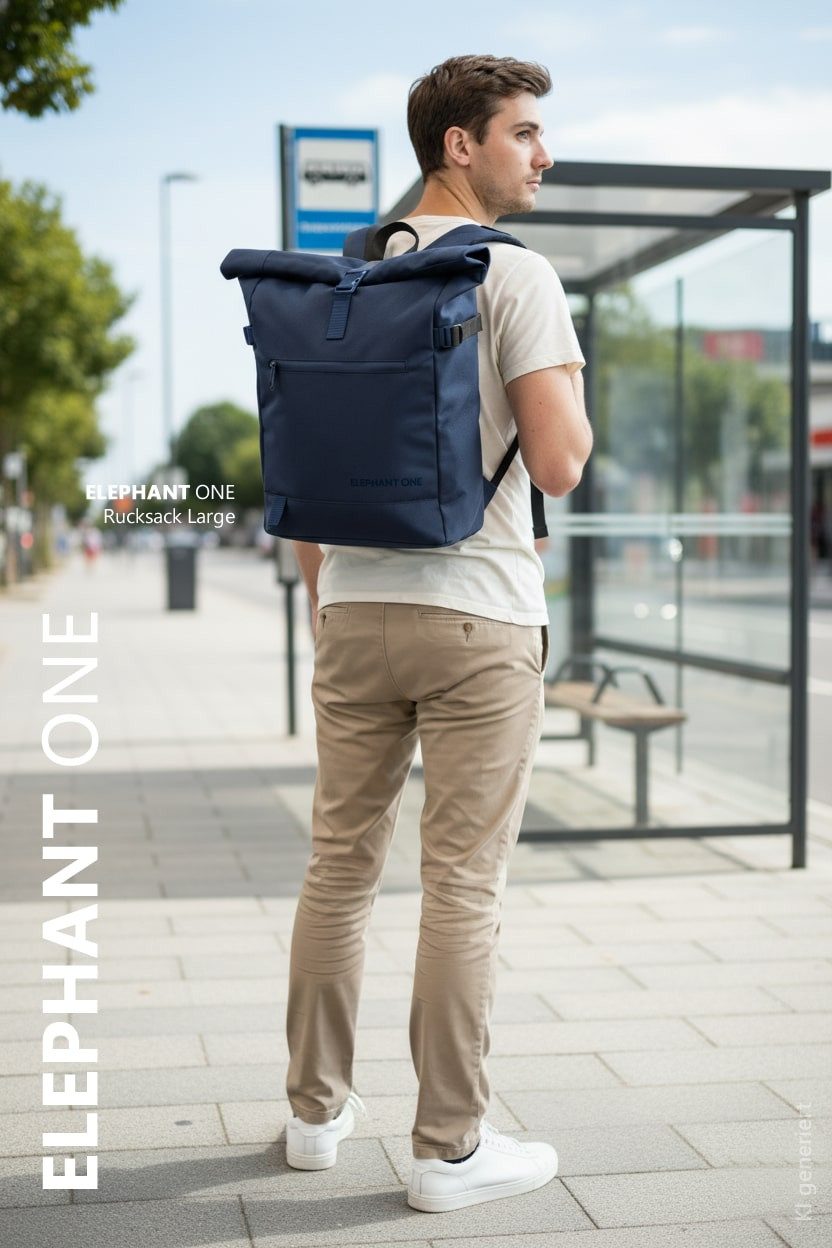 ELEPHANT Rucksack Damen Herren Freizeitrucksack A4 groß Laptoprucksack, Travel Geheimfach Daypack Reiserucksack Tasche One 13114 + Flasche