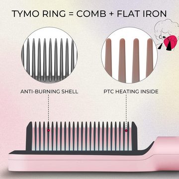 TYMO Glätteisen Haarglätterbürste, Haarglättungskamm für Frauen Haarglätter reduzierte Stylingzeit, mit 5 Temperaturen 20 Sekunden, schnelle Erwärmung & Verbrühungsschutz