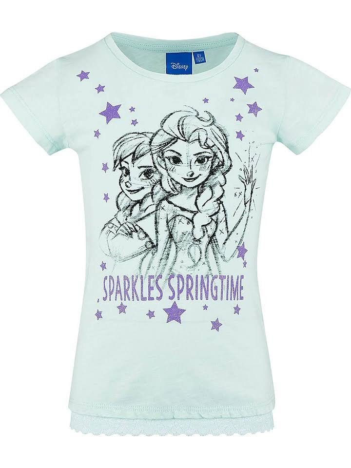 140 116 Türkis T-Shirt Frozen T-Shirt Eiskönigin Disney Rüschen Mädchen Die 128 104 FROZEN