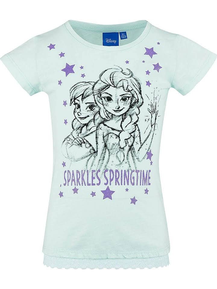 Disney Frozen T-Shirt FROZEN Die Eiskönigin T-Shirt Mädchen Türkis Rüschen 104 116 128 140