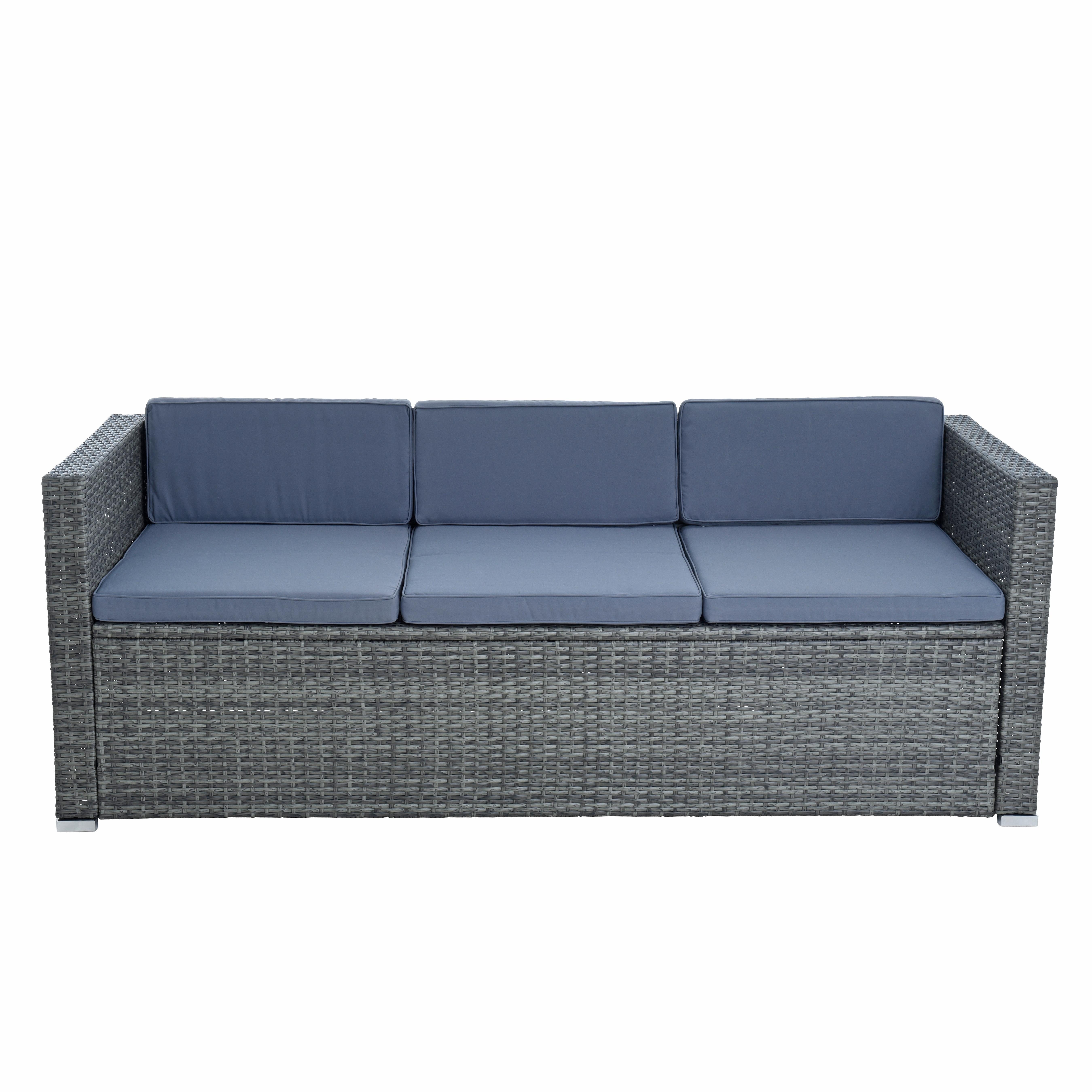 ESTEXO Sitzgruppe Rattan Lounge Gartenmöbel Set Sofa Couch 5-Sitzer Rattanmöbel Grau