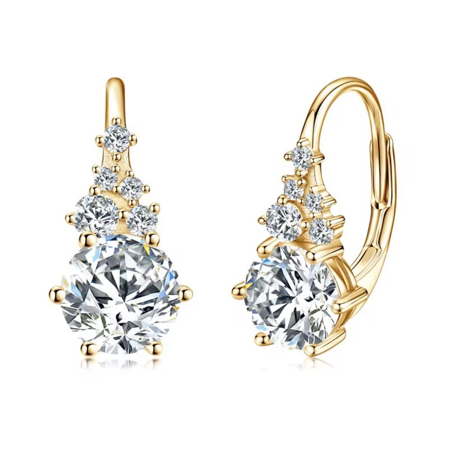 Paar Creolen Moissanit Damen Creolen Ohrringe 1,0ct 18K Gold -925 Sterling Silber