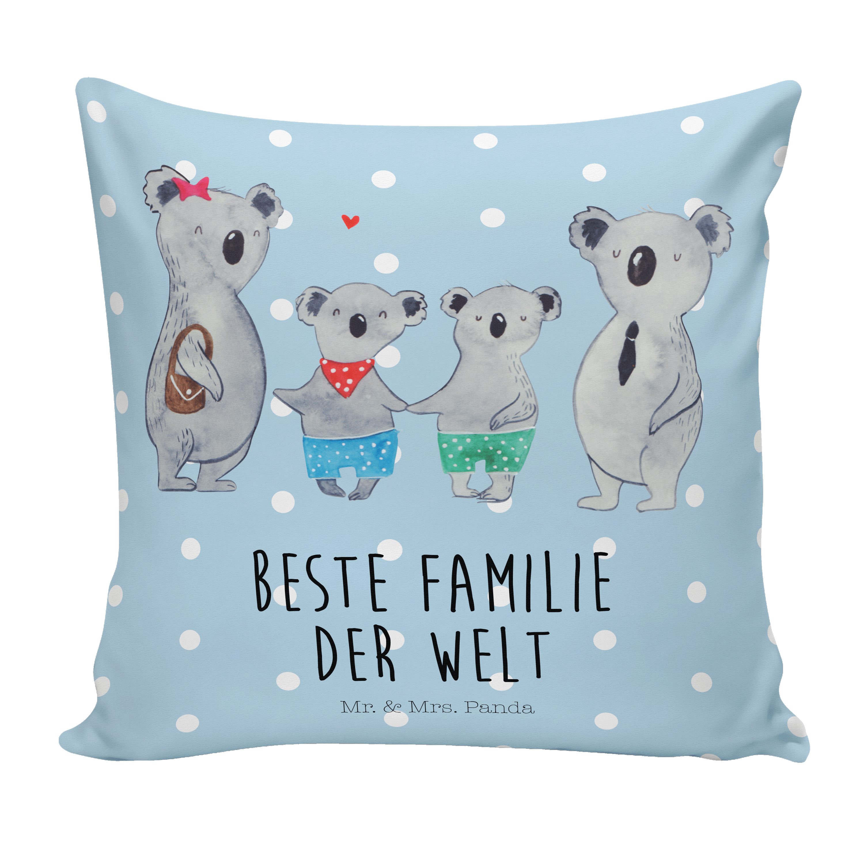 Mr. & Mrs. Panda Dekokissen Koala Familie zwei - Blau Pastell - Geschenk, Familienzeit, Kissenhül