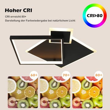 Nettlife LED Deckenleuchte Wohnzimmer Schwarz Dimmbar mit Fernbedienung Deckenlampe 50W, LED fest integriert, Warmweiß Neutralweiß Kaltweiß, Wohnzimmer Esszimmer Küche Jugendzimmer Schlafzimmer