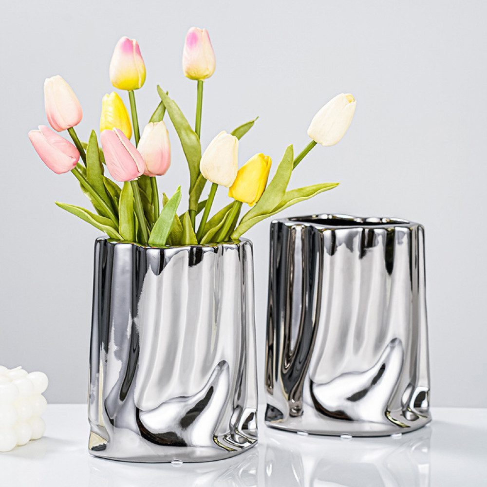 FELIXLEO Dekovase Keramik Vase Moderne Blumenvase Minimalistische Abstrakte Home Decor (1 St) – Bild 4 von 5