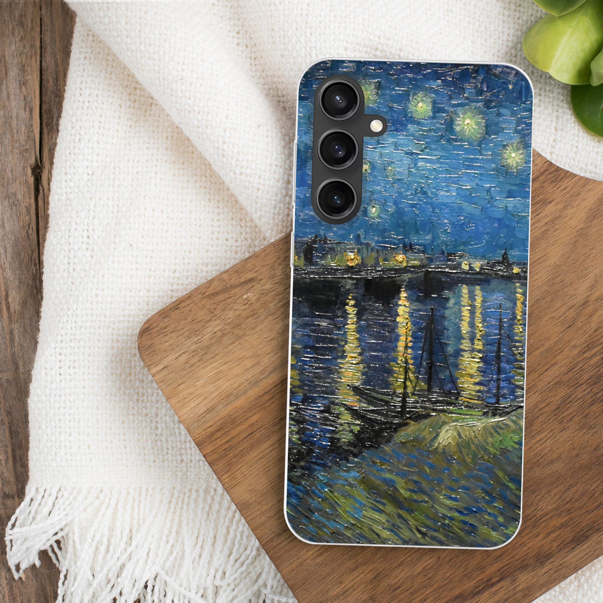 MuchoWow Handyhülle für Samsung Galaxy S23 FE Sternennacht über der Rhone - Van Gogh - Kun