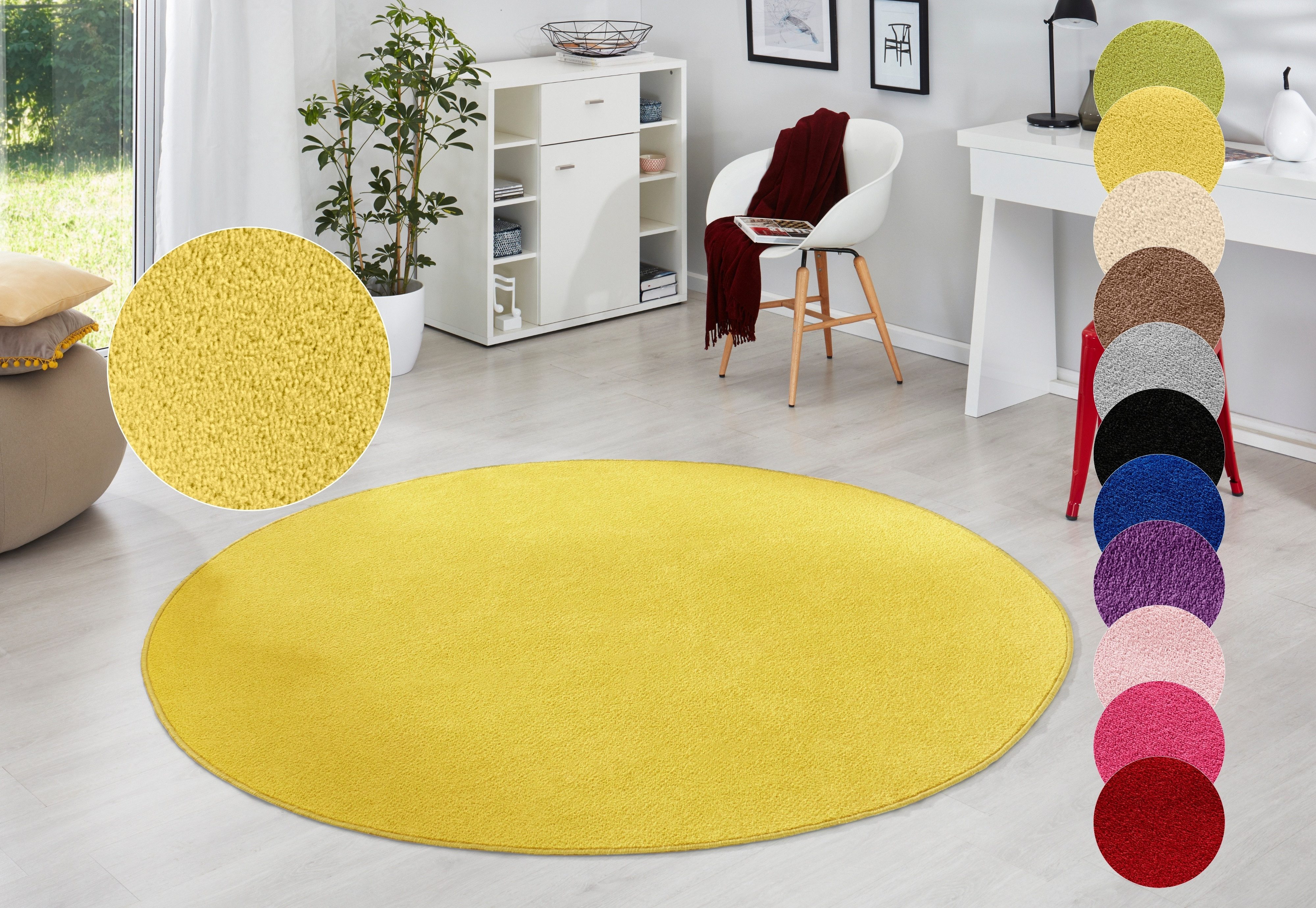 HANSE Home Teppich "Fancy" rund 7 mm Höhe Kurzflor, Weich, Einfarbig, Wohnz günstig online kaufen