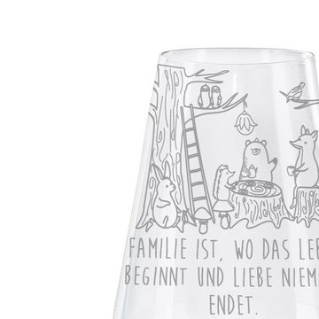 Mr. & Mrs. Panda Weißweinglas Waldtiere Picknick - Transparent - Geschenk, lustige Sprüche, Tiermot, Premium Glas, Premium Gravur