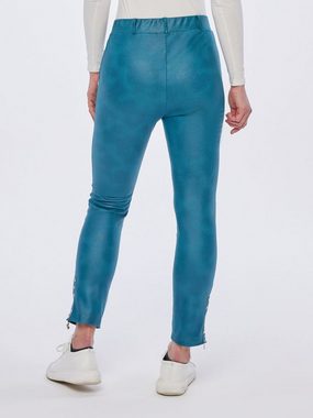 MONACO blue Lederimitathose Stoffhose koerpernah mit Sternennieten