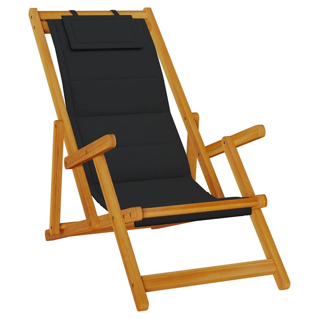 vidaXL Gartenstuhl Strandstuhl mit Armlehnen Klappbar Schwarz Textilene (1 St)