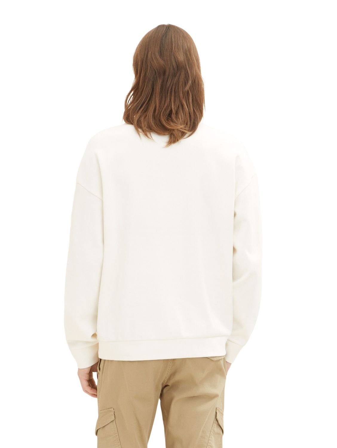 Baumwolle White CREW TOM 12906 Denim Wool TAILOR aus RELAXED Sweatshirt