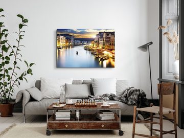 Sinus Art Leinwandbild 120x80cm Wandbild auf Leinwand Abendrot Venedig Italien Fluss Gondel N, (1 St)