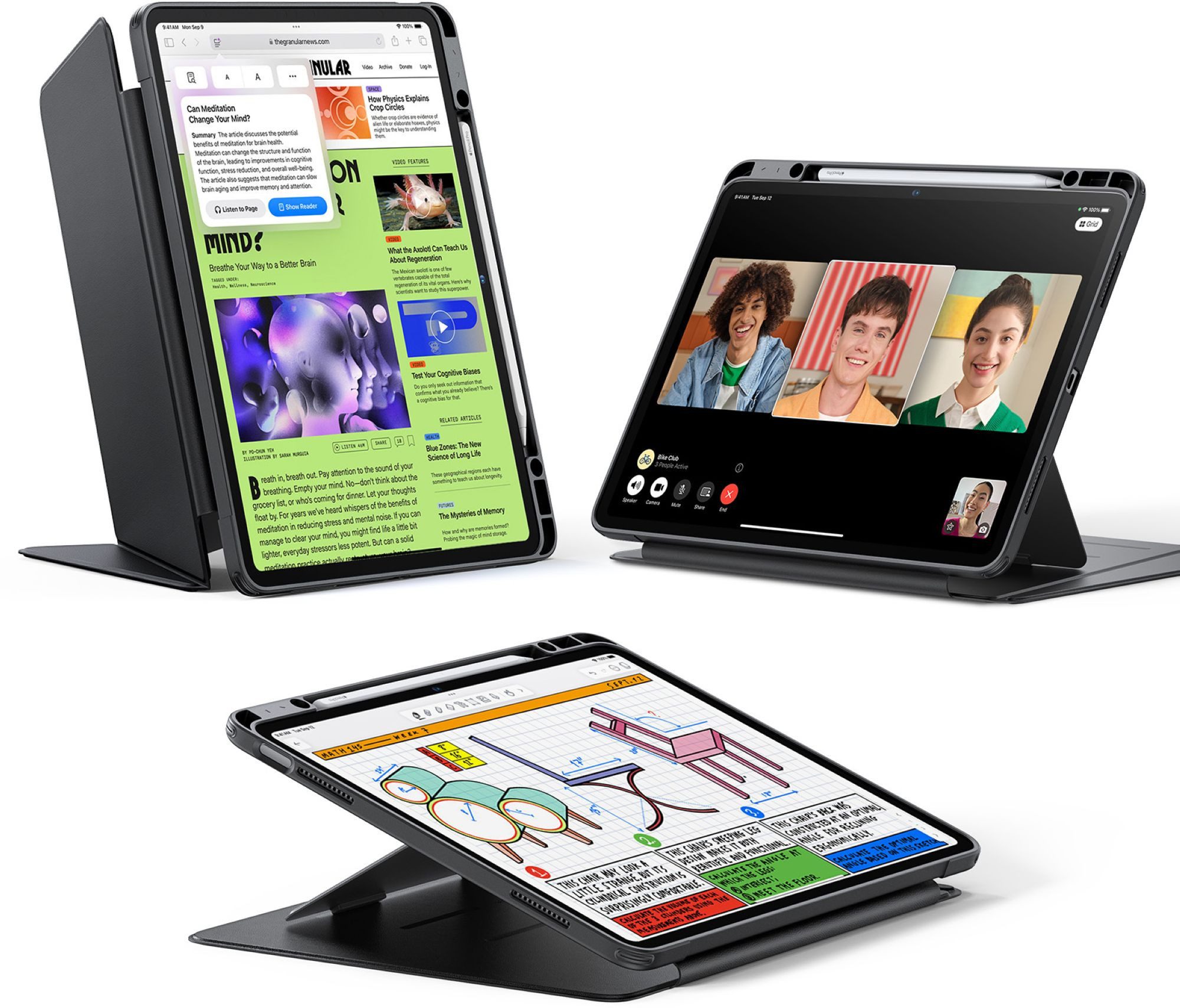 ESR Tablet-Hülle Flip Hybrid Case Apple iPad Air 13" (M4 2026 & M3 2025 & M2 2024) 13", 3 Querformat-Modi, "Wake-/Sleep-" Funktion