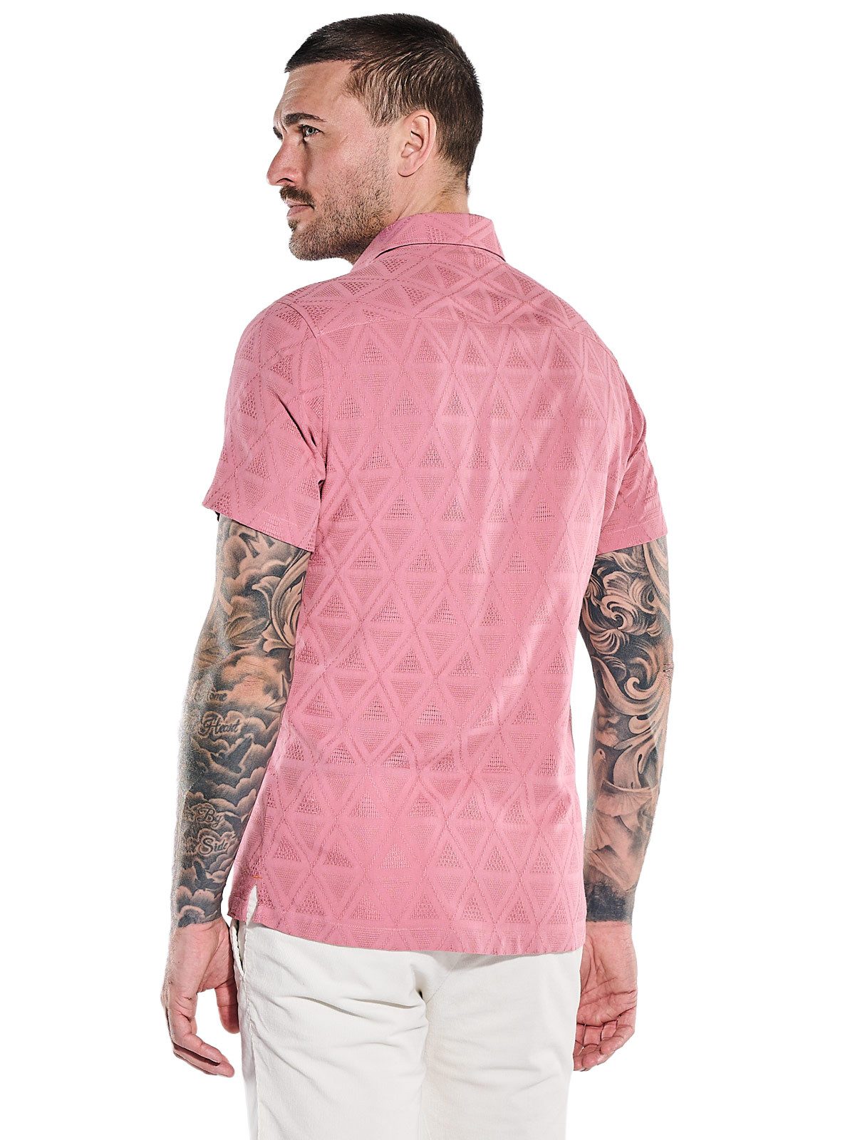 emilio adani Kurzarmhemd Herren Kurzarm-Hemd mit Jaquard-Musterung, Rosa