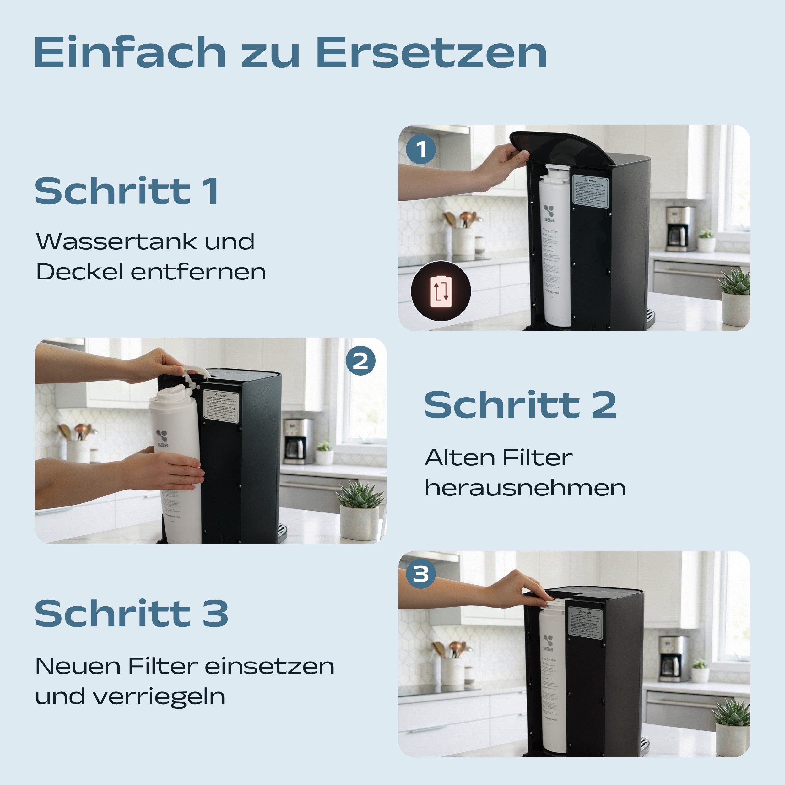 susgreenable Wasserfilter SGROF03, Zubehör für SUSGREENABLE RO Wasserfilter SGIWDR03-B, Originaler Kombifilter, 5-stufige Umkehrosmose Filter