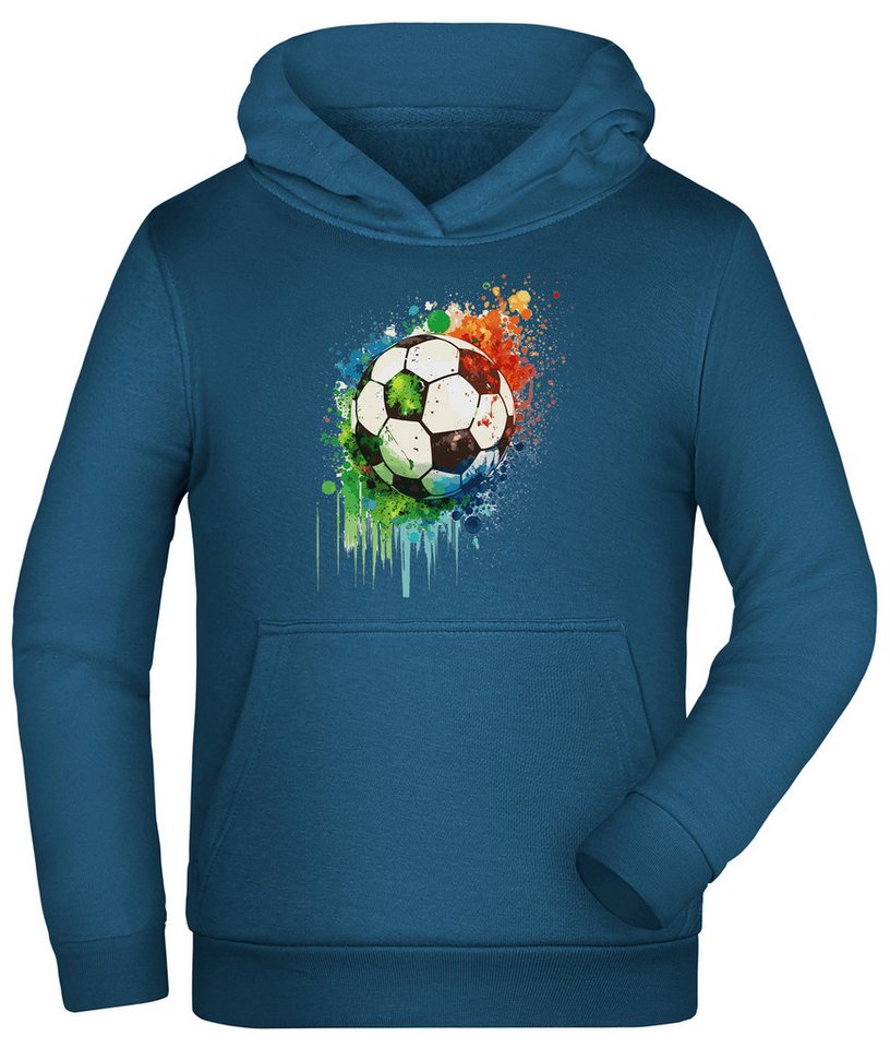 MyDesign24 Hoodie Kinder Kapuzen Sweatshirt - Fußball in Ölfarben Kapuzensweater mit Aufdruck i475