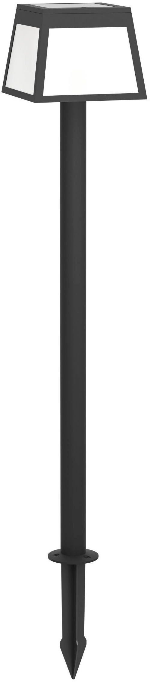 EGLO LED Solarleuchte Altilia Solarlampe, Erdspieß, Stehlampe, Außenleuchte Garten, IP44, Bewegungsmelder, LED fest integriert, Warmweiß, Solarleuchte - L15,5 x B15,5 x H106 cm - schwarz - 7,5W inkl.