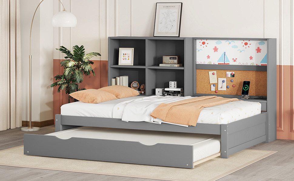 Ulife Kinderbett Schlafsofa mit ausziehbarem Bett,usb-Ladeanschluss, günstig online kaufen