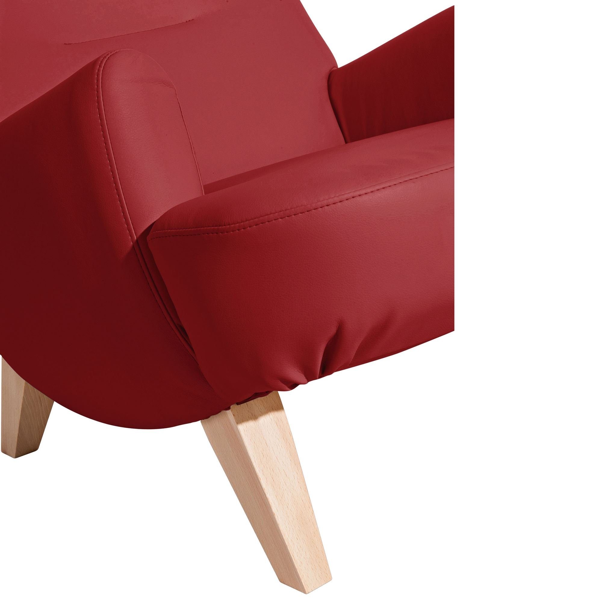 21330 (Sparpreis Sessel verarbeitet,bequemer aufm inkl. / natur Versand, 1-St), Kostenlosem 58 Kajsa Kessel Kunstleder hochwertig Sitz Sessel chilli Bezug Buche