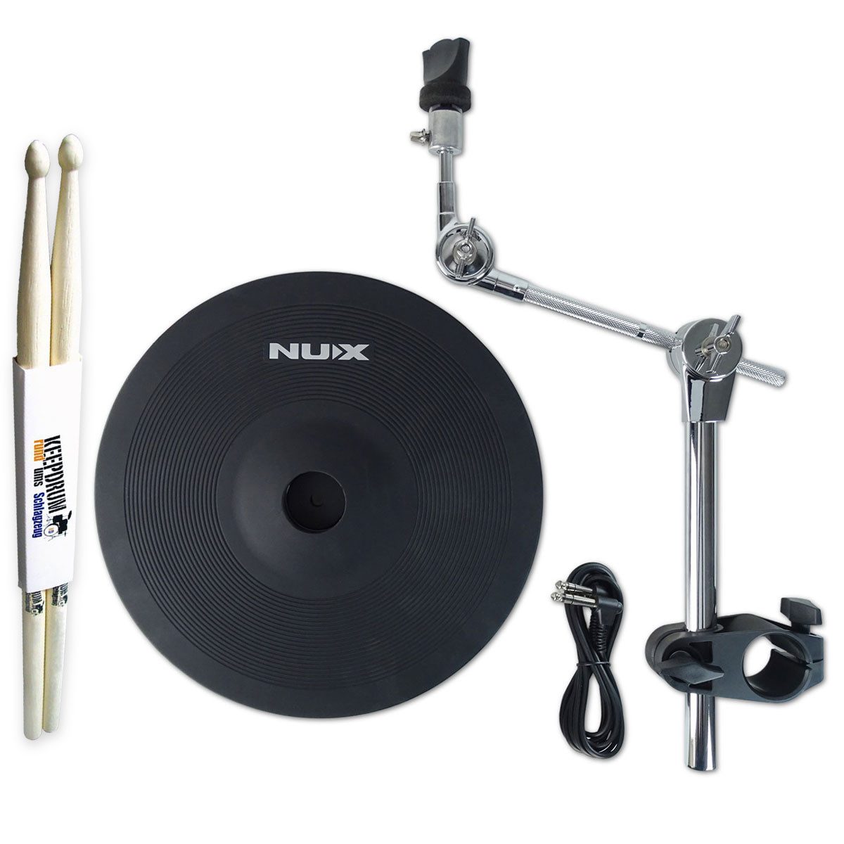 Nux E-Drum Nux Becken-Set DM8 E-Drum Becken-Pad 12 Zoll mit Drumsticks,Becken-Pad, Vorteils-Set mit Drumsticks 1 Paar