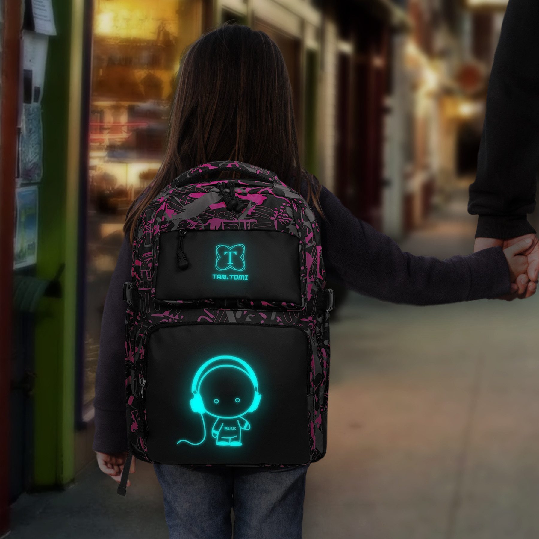 TAN.TOMI Schulrucksack Rucksack Jungen Schulrucksack Mädchen Teenager Jugendliche Daypacks, Kinder Reflektierender Schultasche Outdoor Camping Groß Schulranzen