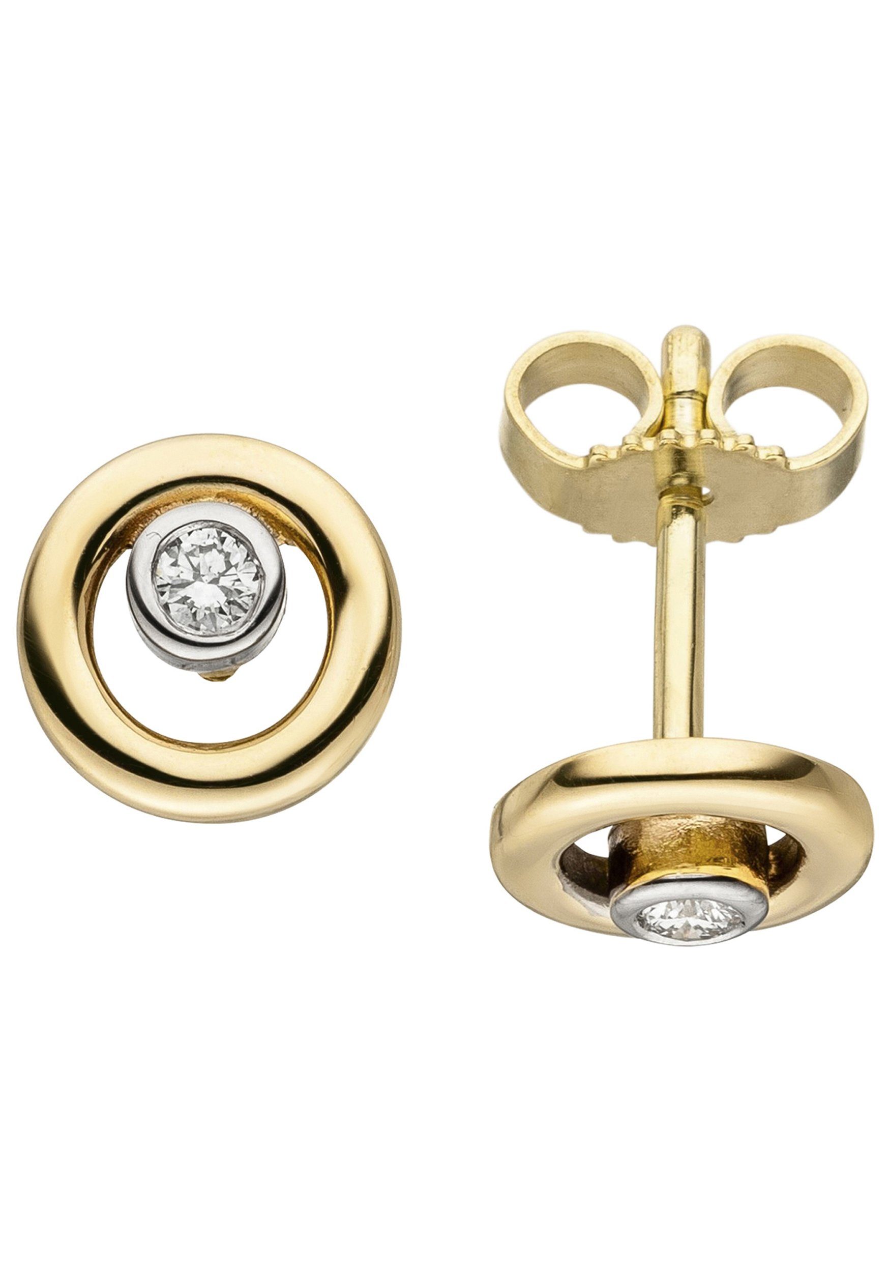 JOBO Paar Ohrstecker, 585 Gold mit 2 Dia...