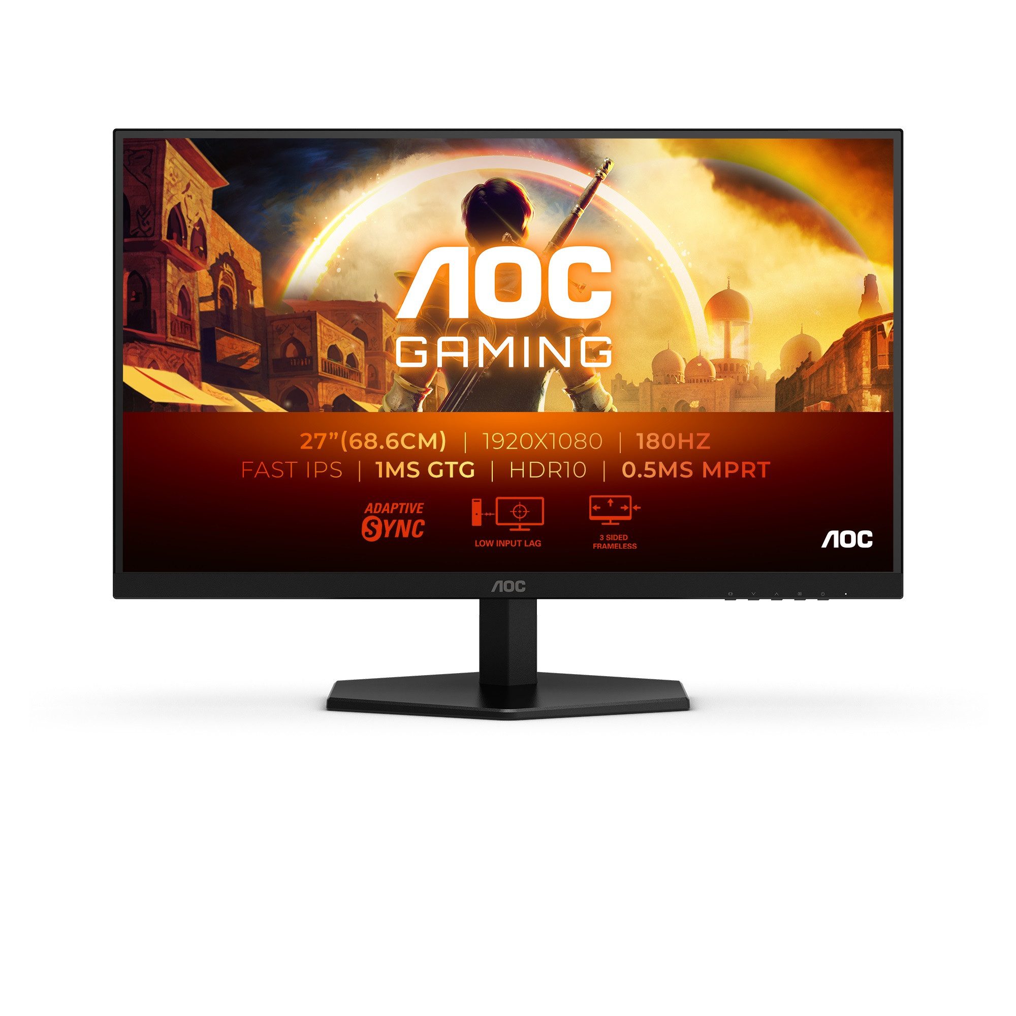 AOC 27G42E Gaming-Monitor (68,6 cm/27 ", 1920 x 1080 px, Full HD, 0,5 ms Reaktionszeit, 180 Hz, Fast-IPS, neigbar)