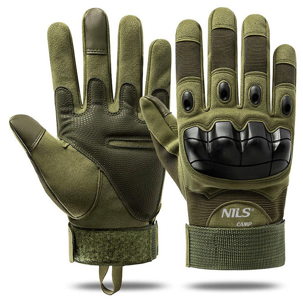 NILS CAMP Gartenhandschuhe Taktikhandschuhe Outdoorhandschuhe Fingerhandschuhe (Spar-Set, 1-St., 23 x 11 cm leicht) Knöchelschutz, Touchscreen, Klettverschluss