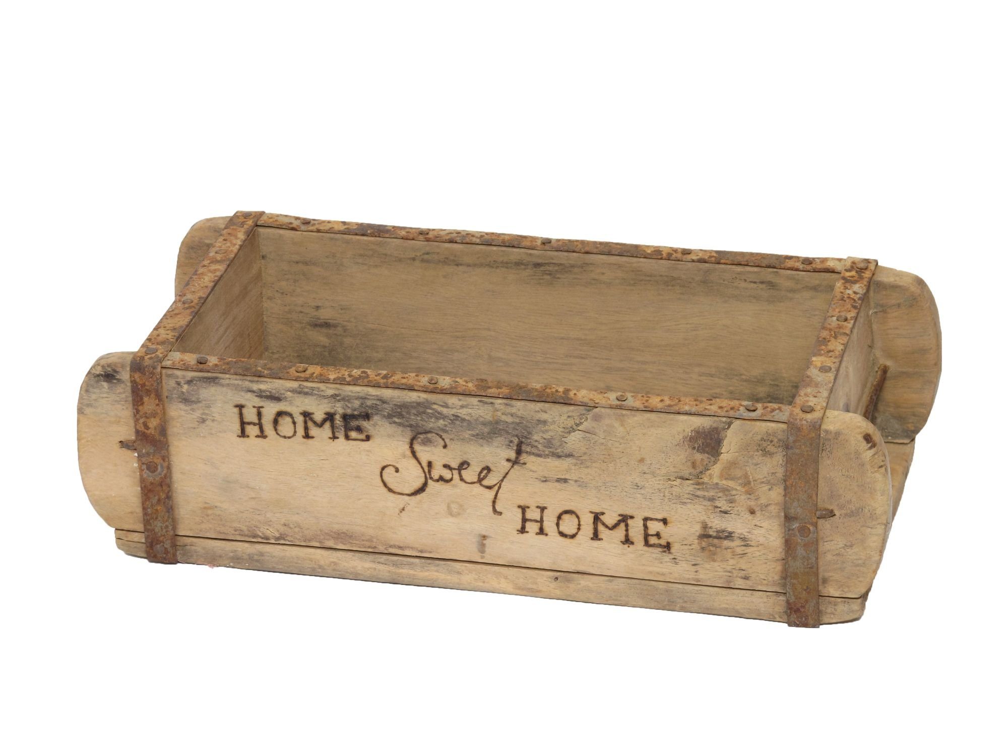 Holzkiste Laursen Ziegelform "HOME Sweet HOME" Unika alte Backsteinform Holz