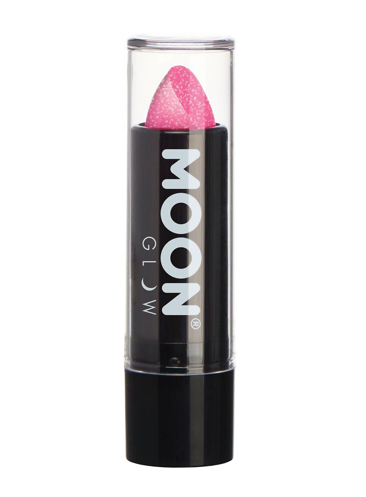 Smiffys Lippenstift Moon Glow Neon UV Glitzer Lippenstift pink, Glitzernder Neon-Lippenstift für einen aufregenden Look zu Fasching o