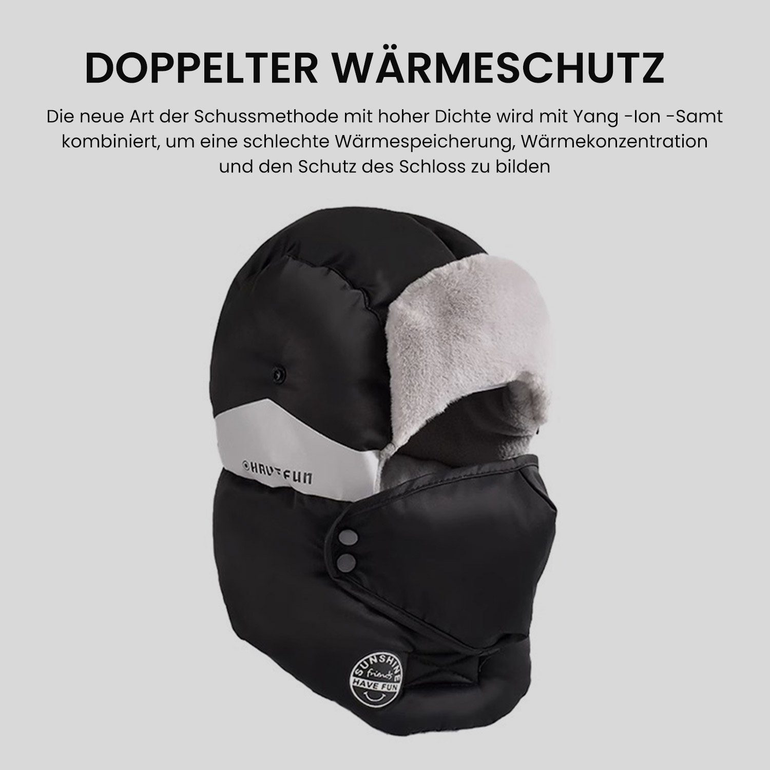 Schwarz mit Ohrenklappen Sturmhaube Gesichtsmaske Damen&Herren Wintermütze für MAGICSHE