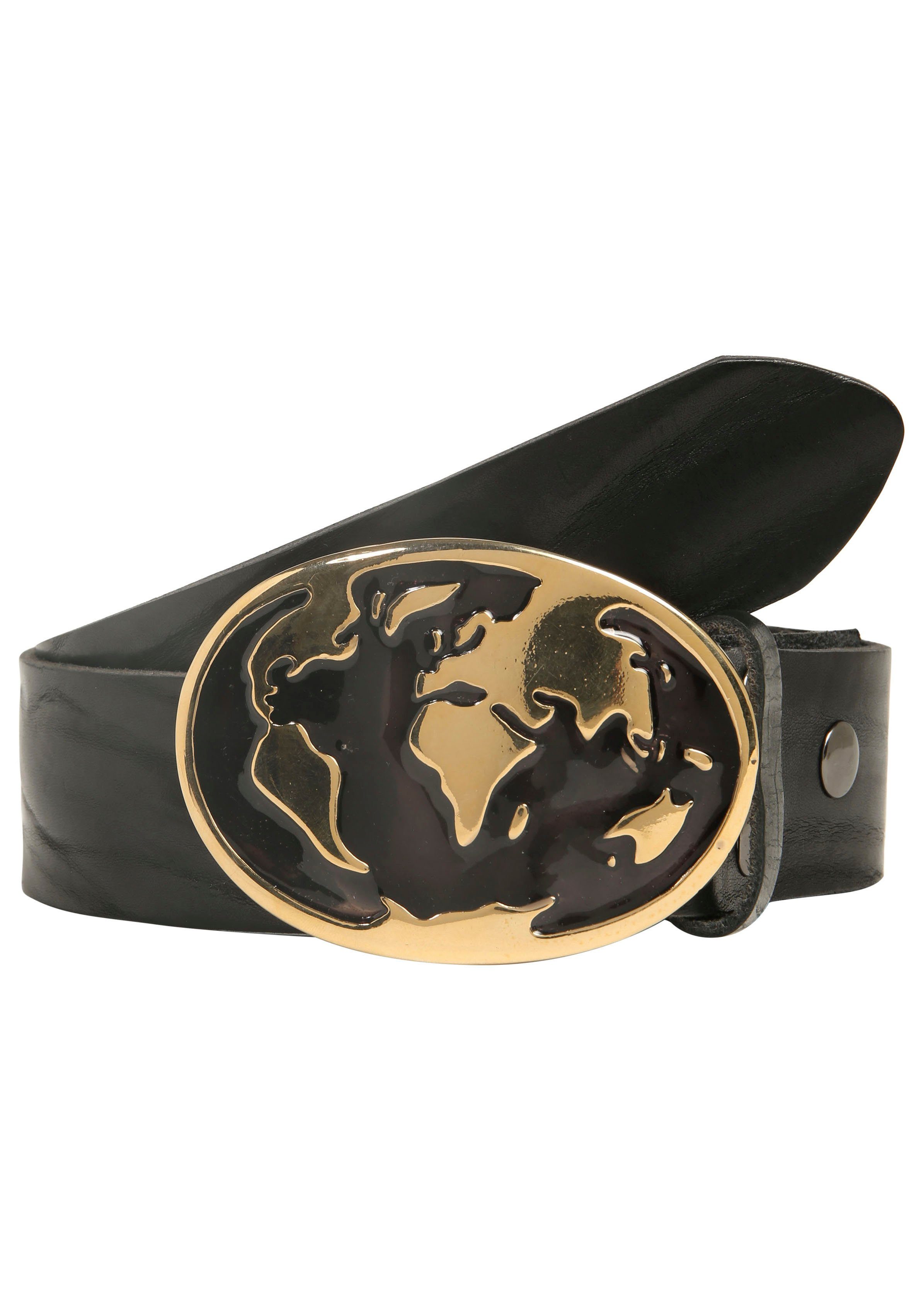 Rettungsring Gürtel Ledergürtel mit austauschbarer Schließe »Welt Schwarz/G günstig online kaufen