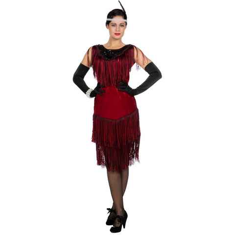 Metamorph Kostüm 20er Jahre Abendkleid bordeaux, Schickes Flapperkleid im dunkelroten Charleston-Look