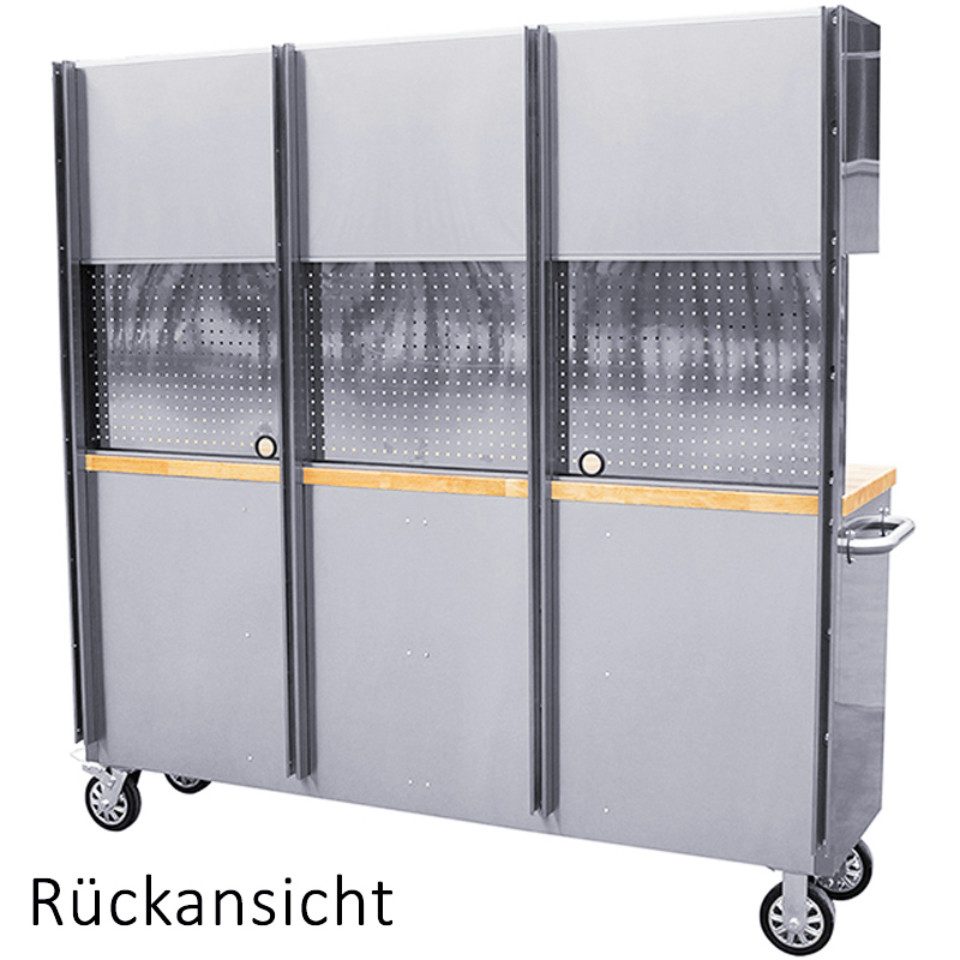 ONDIS24 Werkstattwagen Werkstatt-Set fahrbare Werkbank mit Lochwand und Werkzeugschränken, max. Traglast:700,00 kg