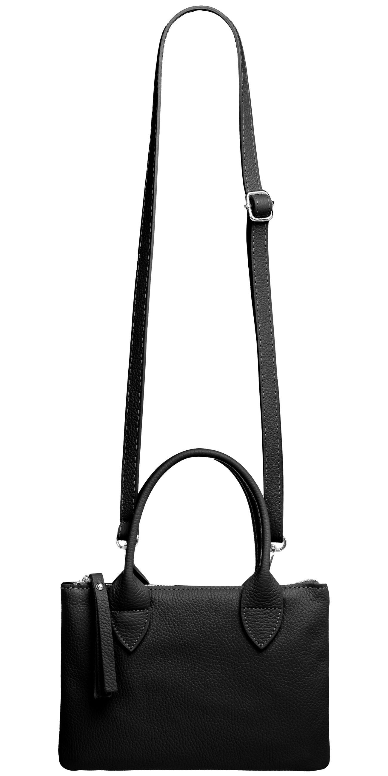 Caspar Henkeltasche Kleine Damen Leder Tasche Umhängetasche - CLASSIC LINE - Modell No.837, kompakt, elegant & unempfindlich - 100% Echtleder - Handmade in Italy
