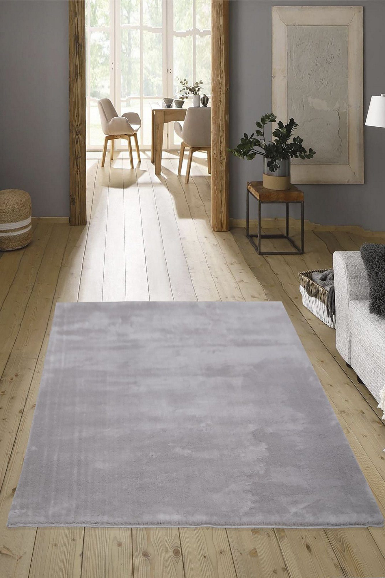  RUGMRZ Teppich Weich Teppiche, Dämm- & Schutzmatten Graues  geometrisches Design für einfache Pflege von Wohnzimmerteppichen 160 x 220  cm