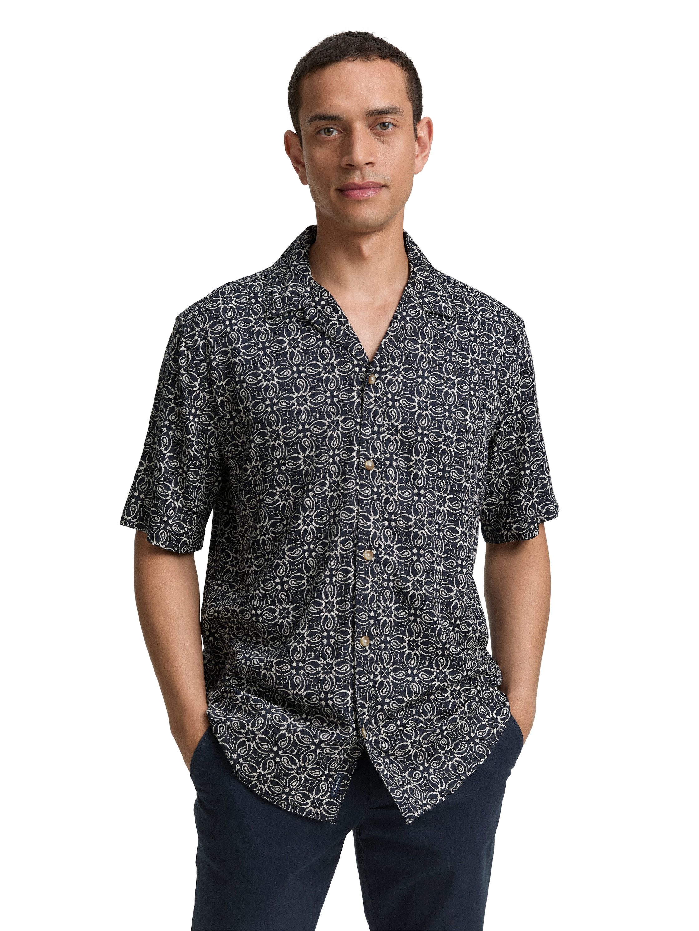 TOM TAILOR Kurzarmhemd mit All-Over Print günstig online kaufen
