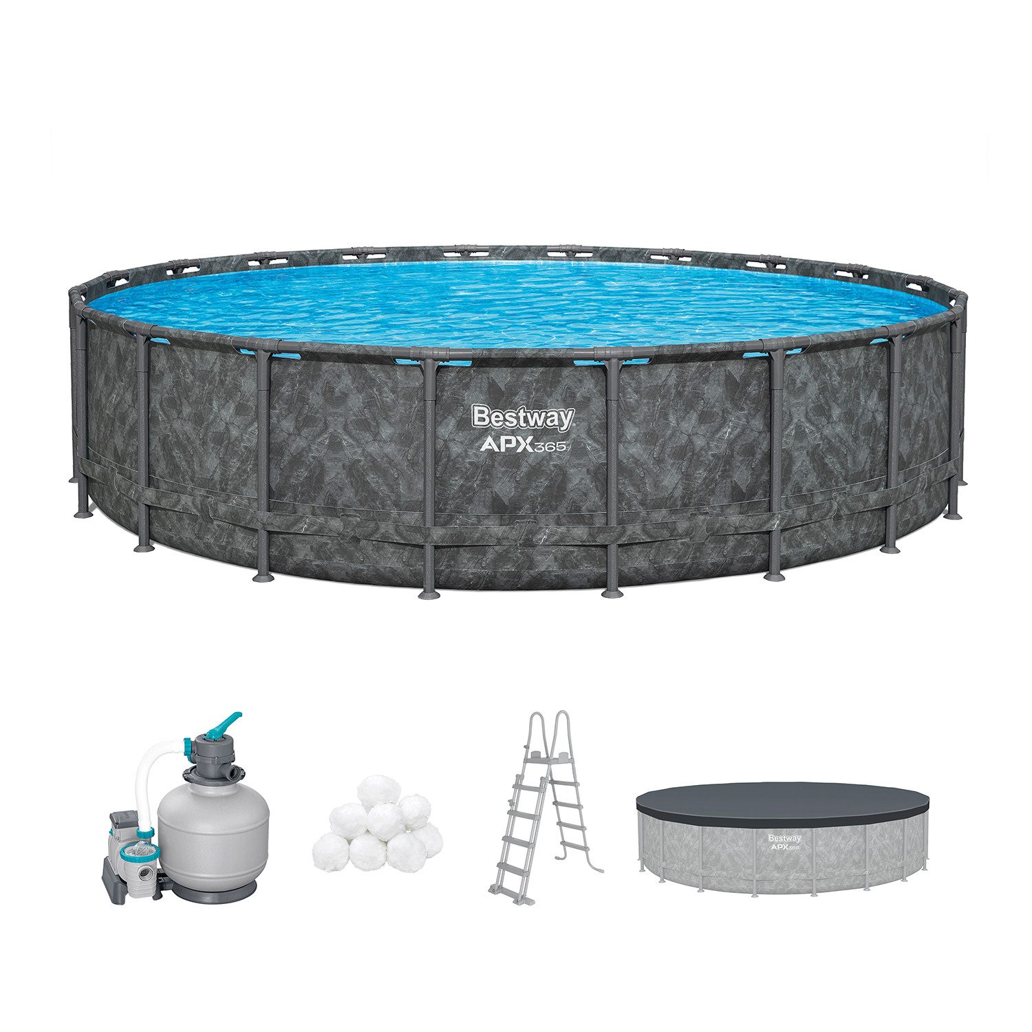 Bestway Framepool APX365™ Winterfest (Set, Inkl. Sandfilteranlage), Ø 610 x 132 cm